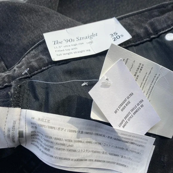 A&F Ultra High Rise The 90s Straight Leg Black Jeans Size 35 Plus Size 20 Short - Picture 5 of 13